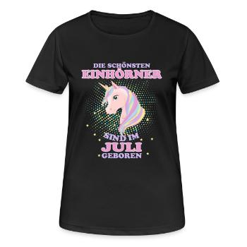 Einhorn Einhörner Juli Geschenk Geburtstag - Frauen T-Shirt atmungsaktiv - Schwarz - Vorne - AI Model Female 172 light (172cm)