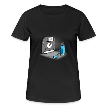 USB Diskette Retro - Frauen T-Shirt atmungsaktiv - Schwarz - Vorne - AI Model Female 172 light (172cm)