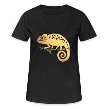 Caméléon d'or - T-shirt respirant Femme - noir - Devant - AI Model Female 172 light (172cm)
