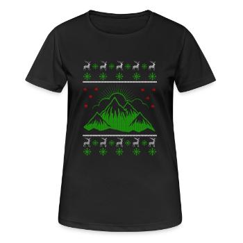 Berge Wandern Ugly Christmas Jumper - Frauen T-Shirt atmungsaktiv - Schwarz - Vorne - AI Model Female 172 light (172cm)