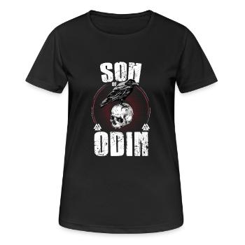 Son of Odin Norse Wikinger Geschenk Rabe Totenkopf - Frauen T-Shirt atmungsaktiv - Schwarz - Vorne - AI Model Female 172 light (172cm)