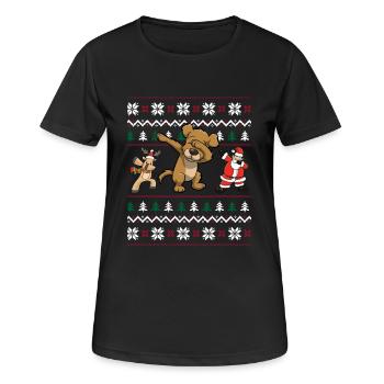 Ugly Sweater Hund Geschenk Dab Weihnachten - Frauen T-Shirt atmungsaktiv - Schwarz - Vorne - AI Model Female 172 light (172cm)
