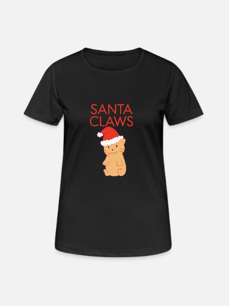 Funny Santa Claws Cute Cat Merry Christmas Ironic - Women's Breathable T-Shirt - black