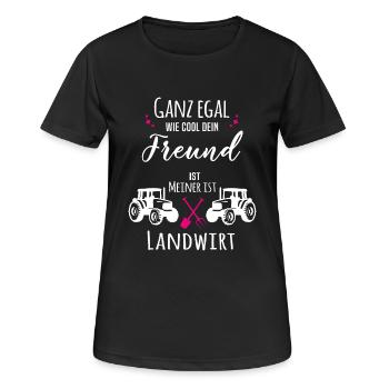 Mein Freund ist Landwirt - Frauen T-Shirt atmungsaktiv - Schwarz - Vorne - AI Model Female 172 light (172cm)