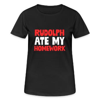Rudolph a mangé mes devoirs Funny Christmas Humor Pun - T-shirt respirant Femme - noir - Devant - AI Model Female 172 light (172cm)