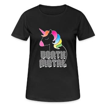 Death Metal Unicorn - Frauen T-Shirt atmungsaktiv - Schwarz - Vorne - AI Model Female 172 light (172cm)