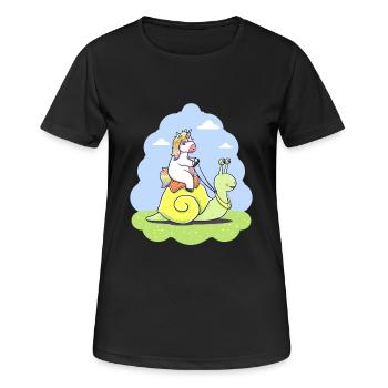 Licorne drôle escargot cadeau d'anniversaire enfant - T-shirt respirant Femme - noir - Devant - AI Model Female 172 light (172cm)