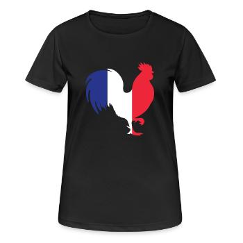 Gallischer Hahn Frankreichs in der französischen Flaggen-Farbfranzösisch - Frauen T-Shirt atmungsaktiv - Schwarz - Vorne - AI Model Female 172 light (172cm)