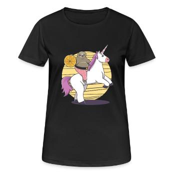 Paresseux Licorne pizza drôle cadeau anniversaire - T-shirt respirant Femme - noir - Devant - AI Model Female 172 light (172cm)