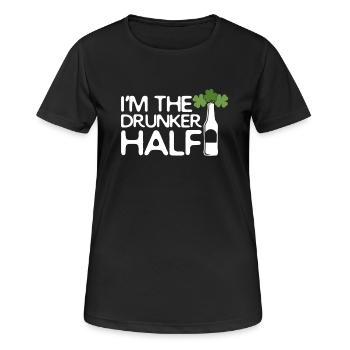 Funny St.Patrick's Day TShirt I'm the Drunker Half - Frauen T-Shirt atmungsaktiv - Schwarz - Vorne - AI Model Female 172 light (172cm)