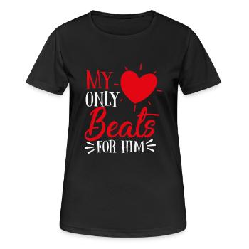 Mein Herz schlägt nur für ihn - Frauen T-Shirt atmungsaktiv - Schwarz - Vorne - AI Model Female 172 light (172cm)