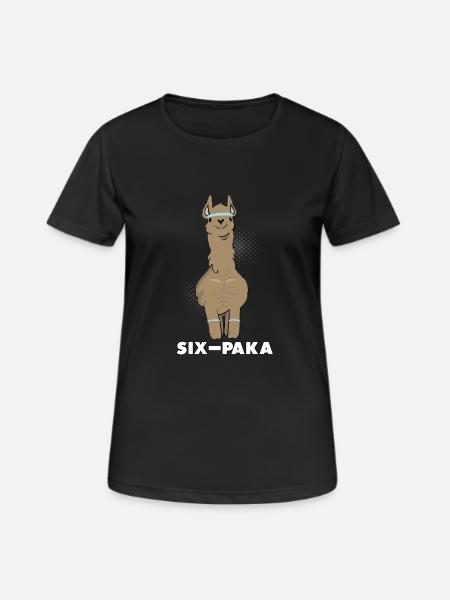 Funny Llama Alpaca Comic Animal Trend Sixpack - Women's Breathable T-Shirt - black