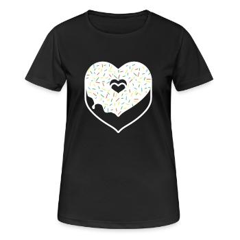 Le coeur de beignet saupoudre de vacances Saint-Valentin - T-shirt respirant Femme - noir - Devant - AI Model Female 172 light (172cm)