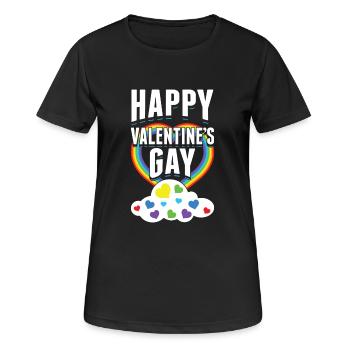 Happy Valentines Gay Rainbow Cloud Romantique - T-shirt respirant Femme - noir - Devant - AI Model Female 172 light (172cm)