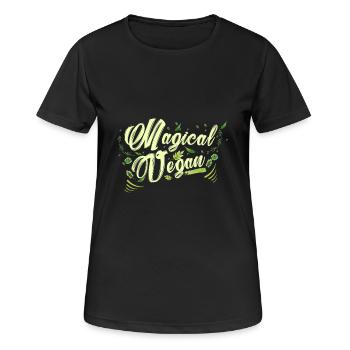 Vegan magique - végétalien magique - les droits des animaux - T-shirt respirant Femme - noir - Devant - AI Model Female 172 light (172cm)