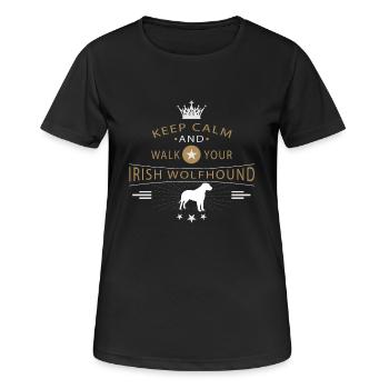 Irischer Wolfshund Shirt - Frauen T-Shirt atmungsaktiv - Schwarz - Vorne - AI Model Female 172 light (172cm)
