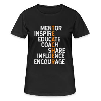 Cadeau pour professeur ou professeur - T-shirt respirant Femme - noir - Devant - AI Model Female 172 light (172cm)