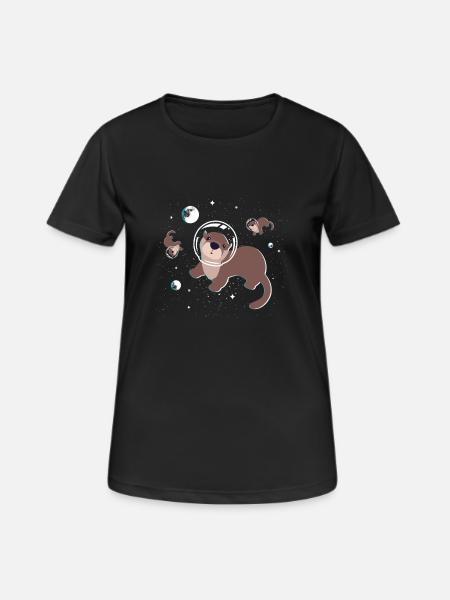 Space Otter Astronaut Space Space gave - Pustende T-skjorte for kvinner - svart