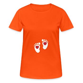 Geschenk Schwangere Frau Schwanger Schwangerschaft - Frauen T-Shirt atmungsaktiv - Neonorange - Vorne - AI Model Female 172 dark (172cm)