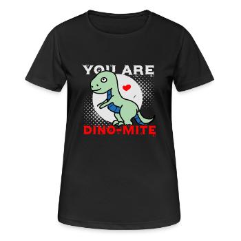 Vous êtes Dino-Mite - sort Dino - amour - T-shirt respirant Femme - noir - Devant - AI Model Female 172 light (172cm)
