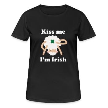 Küssen Sie mich im irischen Schaf Lustiges Wort-Wort St. Patricks - Frauen T-Shirt atmungsaktiv - Schwarz - Vorne - AI Model Female 172 light (172cm)