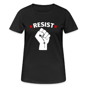 Widerstand Protest Resist - Frauen T-Shirt atmungsaktiv - Schwarz - Vorne - AI Model Female 172 light (172cm)