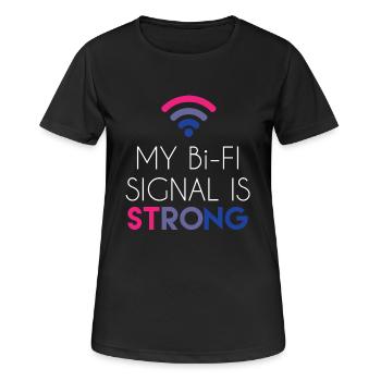 Bi-Fi - Bisexuelle - Gay Pride - Bi - Cadeau - T-shirt respirant Femme - noir - Devant - AI Model Female 172 light (172cm)