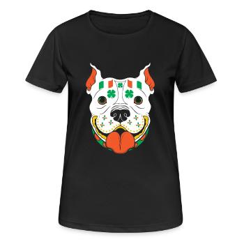 St Patrick Tag Zuckerschädel Pitbull Irland Flagge - Frauen T-Shirt atmungsaktiv - Schwarz - Vorne - AI Model Female 172 light (172cm)