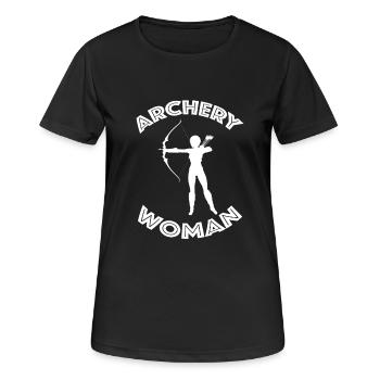 Tir à l'arc Femme Bow Hunter Flèche - T-shirt respirant Femme - noir - Devant - AI Model Female 172 light (172cm)