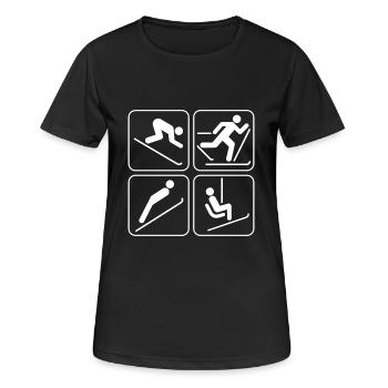 Skiing, skiing resort, ski resort, skiing holiday - Women's Breathable T-Shirt - black - Front - AI Model Female 172 light (172cm)