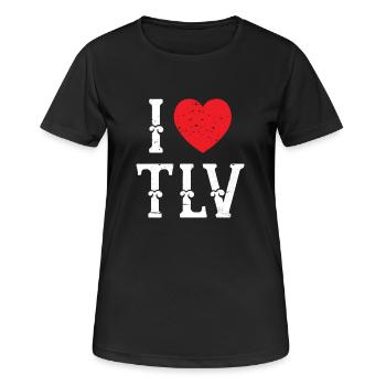J'aime Tlv Tel-Aviv avec les Juifs en détresse de coeur - T-shirt respirant Femme - noir - Devant - AI Model Female 172 light (172cm)