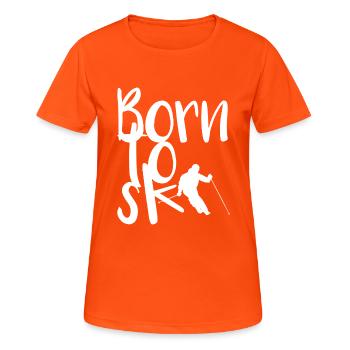 Skifahren, Alpen, Berge, Winter, Skifahrer - Frauen T-Shirt atmungsaktiv - Neonorange - Vorne - AI Model Female 172 dark (172cm)