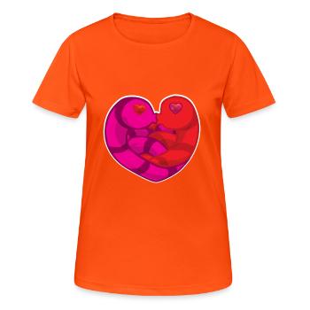 Worm worm heart love valentines day fun gift - Women's Breathable T-Shirt - neon orange - Front - AI Model Female 172 dark (172cm)