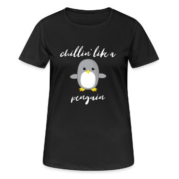 Penguin - Chill out - Faul - Cadeau - Relax - T-shirt respirant Femme - noir - Devant - AI Model Female 172 light (172cm)