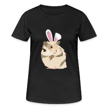Hamster avec des oreilles de lapin de Pâques Funny Pascha - T-shirt respirant Femme - noir - Devant - AI Model Female 172 light (172cm)