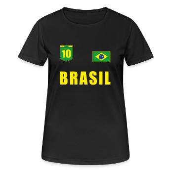 maillot de football drapeau brésilien Brésil - T-shirt respirant Femme - noir - Devant - AI Model Female 172 light (172cm)