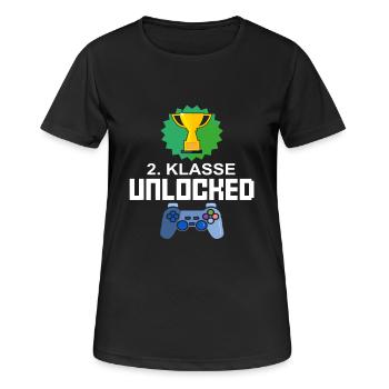 Level Unlocked 2nd Class Gamer Gift Gaming - Women's Breathable T-Shirt - black - Front - AI Model Female 172 light (172cm)