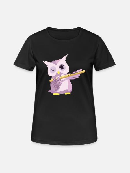 Cute Owl Owl Flute Music Statement Fun Gift - Women's Breathable T-Shirt - black