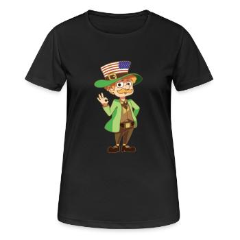 Kobold Fabelwesen Leprechaun Flagge USA Geschenk - Frauen T-Shirt atmungsaktiv - Schwarz - Vorne - AI Model Female 172 light (172cm)