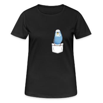 Perruche cadeau poche poitrine Cartoon Kawaii - T-shirt respirant Femme - noir - Devant - AI Model Female 172 light (172cm)