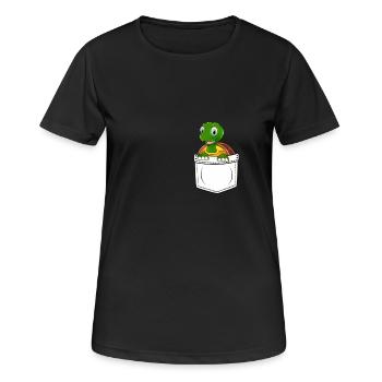 cadeau poche poitrine reptile tortue Kawaii - T-shirt respirant Femme - noir - Devant - AI Model Female 172 light (172cm)