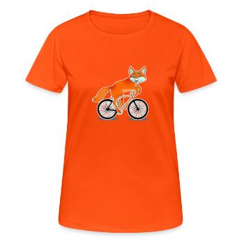 Fuchs auf Fahrrad Mädchen Kawaii Geschenk Tiere - Frauen T-Shirt atmungsaktiv - Neonorange - Vorne - AI Model Female 172 dark (172cm)