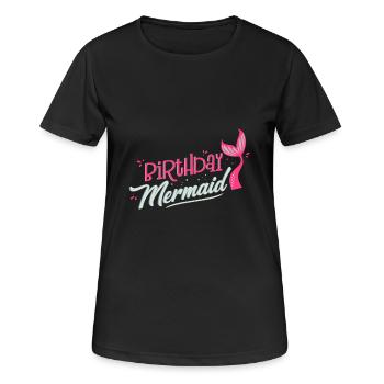 Cadeau de fête d'anniversaire sirène - T-shirt respirant Femme - noir - Devant - AI Model Female 172 light (172cm)