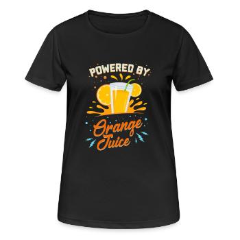Funny Vegetarian: Powered By Orange Juice Poison - Women's Breathable T-Shirt - black - Front - AI Model Female 172 light (172cm)