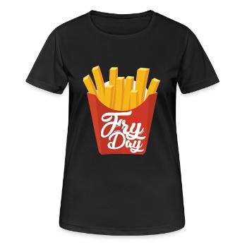 Frites Frites - T-shirt respirant Femme - noir - Devant - AI Model Female 172 light (172cm)
