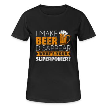 I make beer disappear whats your superpower Shirt - T-shirt respirant Femme - noir - Devant - AI Model Female 172 light (172cm)
