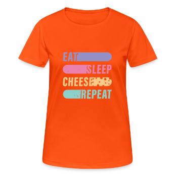 Cheese T-Shirt Cheese Lovers Gift Funny Retro - Women's Breathable T-Shirt - neon orange - Front - AI Model Female 172 dark (172cm)