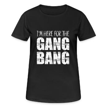 Ich bin hier für den Gangbang - Frauen T-Shirt atmungsaktiv - Schwarz - Vorne - AI Model Female 172 light (172cm)