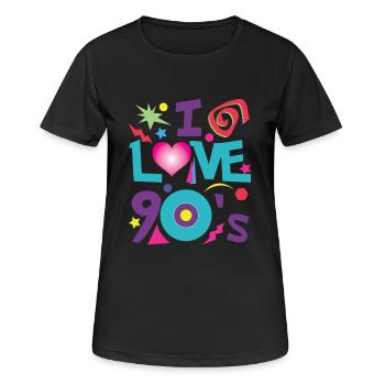 J'adore le cadeau Hip Hop Disco Music R & B des années 90 - T-shirt respirant Femme - noir - Devant - AI Model Female 172 light (172cm)