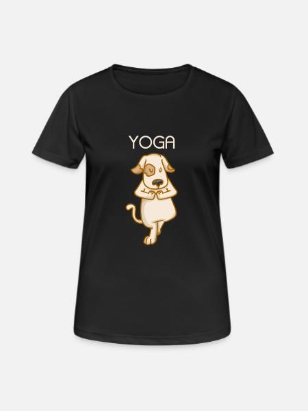 Yoga Dog - Fitness - Relaxation - Puissance - T-shirt respirant Femme - noir
